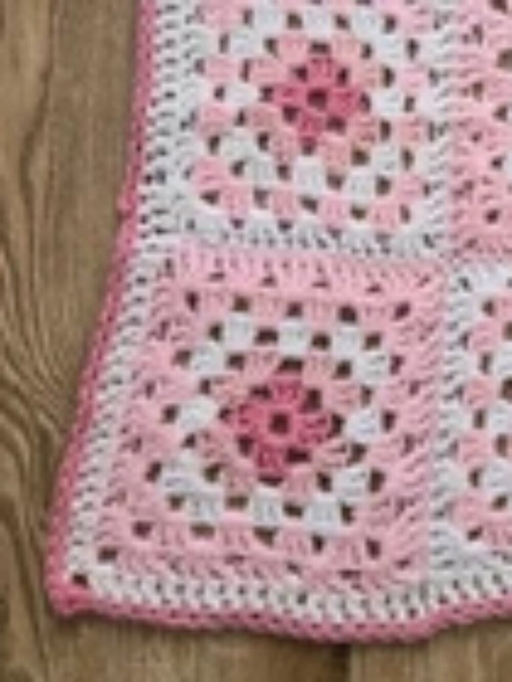 Hand CROCHETED Soft Acrylic Baby Blanket, Baby Pink, Rose Pink & White 38" x 38"